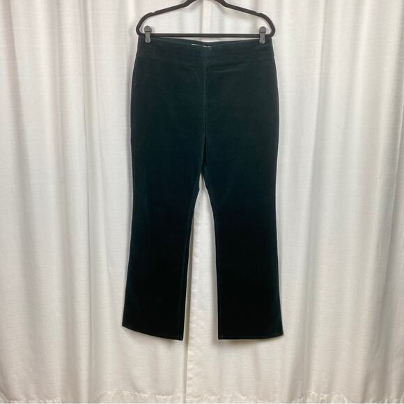 Soft Surroundings Dark Green Corduroy Straight Leg Pull On Pants Sz.L - Picture 1 of 14